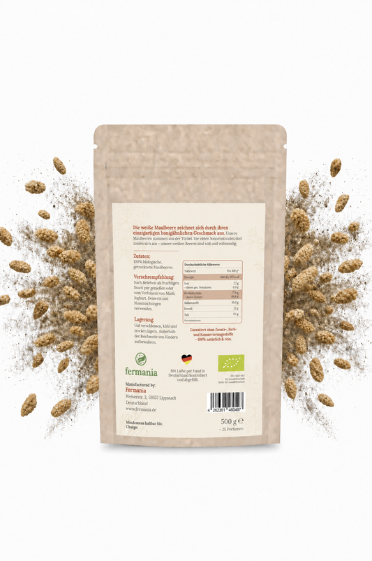 Getrocknete Weiße Maulbeere: Bio-Maulbeeren – 500 g | Süß, nährstoffreich & perfekt für Snacks