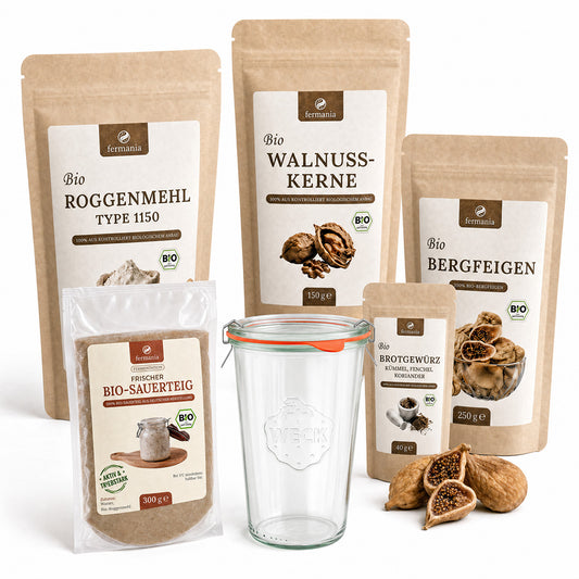 Sauerteig Medium Starter Set  – Sauerteigbrot selber machen mit Bio Roggensauerteig + Zubehör