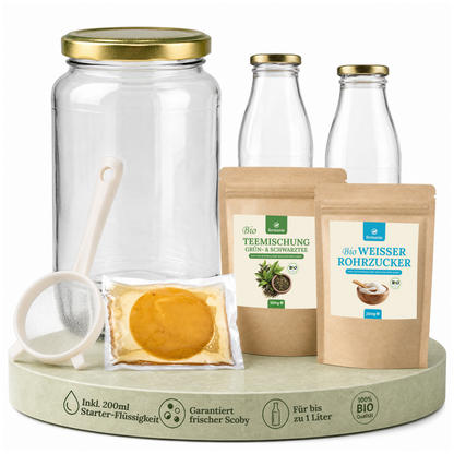 Kombucha Starterset Medium – mit Tee- & Zuckervorrat