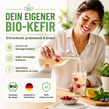 Wasserkefir Starter Set Premium- Wasserkefir selber machen mit Japankristallen + Zubehör