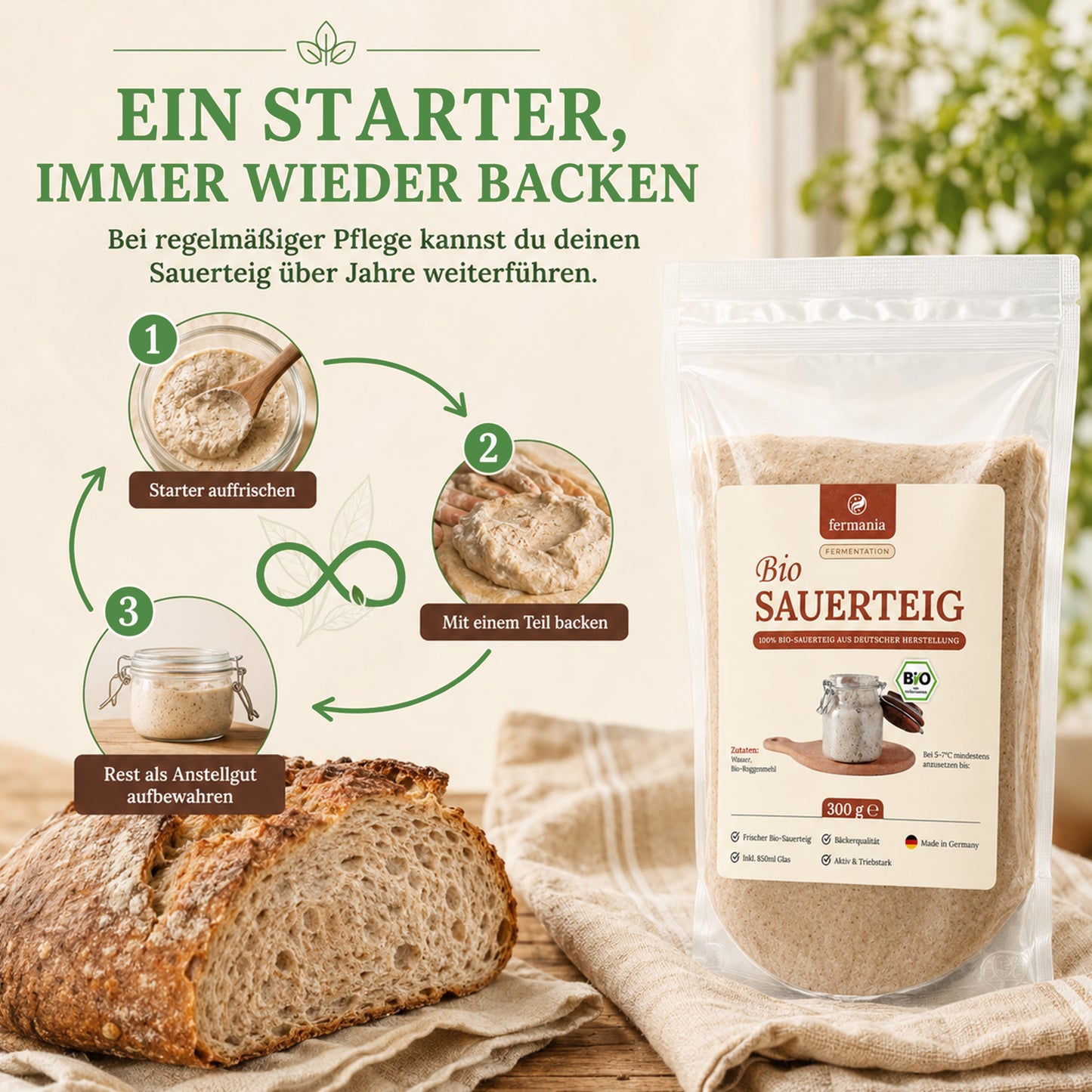 Bio Roggensauerteig 300 g  – Backe dein Sauerteigbrot