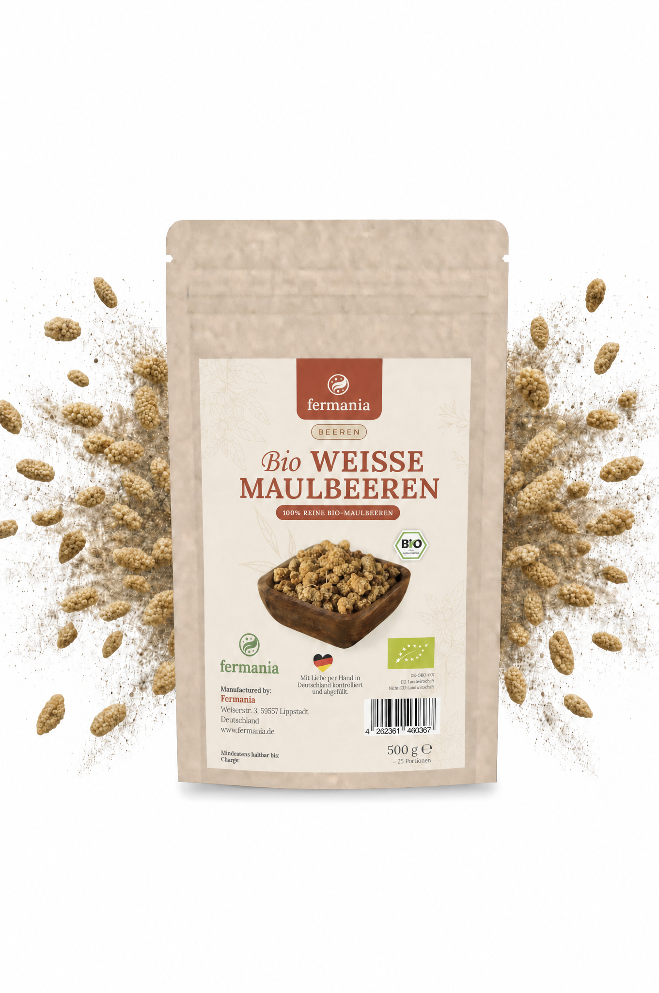 Getrocknete Weiße Maulbeere: Bio-Maulbeeren – 500 g | Süß, nährstoffreich & perfekt für Snacks