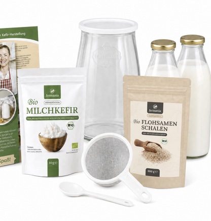 Milchkefir Medium Starter Set – Milchkefir selber machen mit Bio-Kefirknollen + Zubehör
