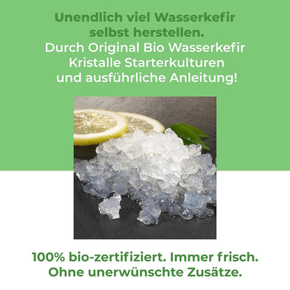 Wasserkefir Starter Set- Wasserkefir selber machen mit Japankristallen + Zubehör