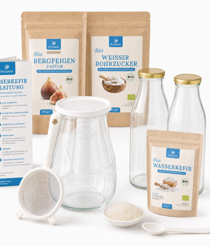 Wasserkefir Starter Set Medium- Wasserkefir selber machen mit Japankristallen + Zubehör