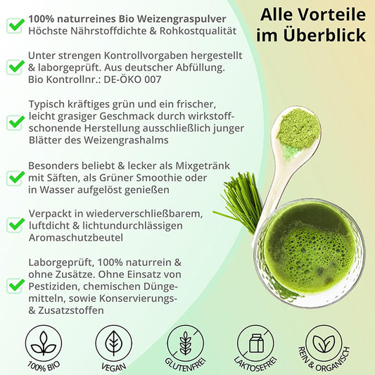 Bio Weizengraspulver 500 g – Fein vermahlen & naturbelassen